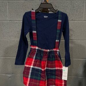 Carter's Plaid Overalls with Navy Top